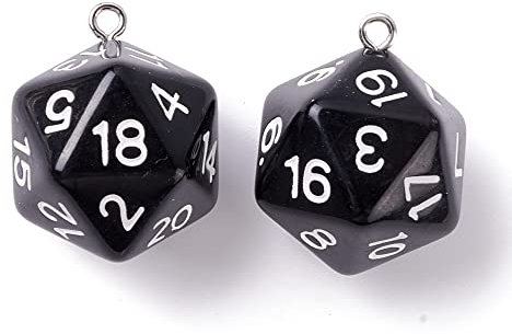 Boutigem 20 Stück d20 Würfel Charms blickdicht Acryl Seite Würfel Polyedrische Zahl Würfel Anhänger für Schmuck Halskette Ohrring Handwerk Herstellung
