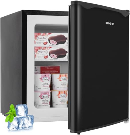 BANGSON Upright Freezer,1.1Cu.ft Energy-Saving Mini Freezer with Removable Shelf with Ultra Low Power 40W, Single Door Small Freezer for Home/Dorms/Apartment/Office (Black)