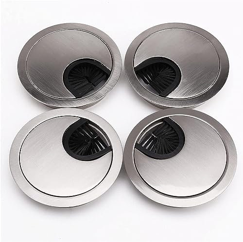 Schreibtisch Kabelloch, Kabeldurchführung, Schreibtisch-Tischtülle, 68 mm, runde Metall-Chrom-Tülle – Schreibtisch-Kabelführungseinsatz, PC-Drahtloch – for Schreibtisch, Desktops, Büro – 4er-Set