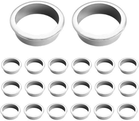 20Pcs Desk Cable Grommets 50mm Wire Hole Cover Round Plastic Grommet Cable Hole Cover for Home Office Table Wire Organizers (Bright Silver)