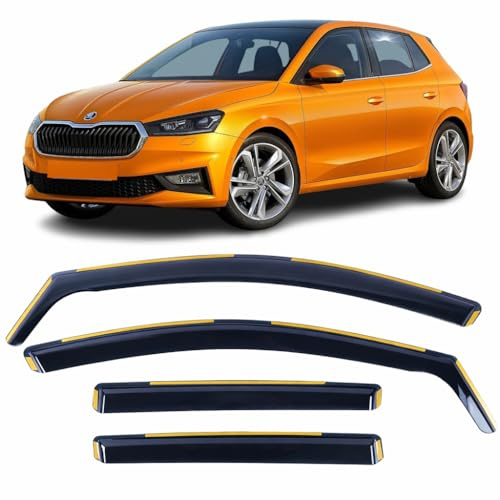 Set mit 4 Windabweisern IN-Kanal Typ kompatibel mit Skoda Fabia 5-Türer Schrägheck 2022 2023 2024 2025 Modelle Acryl Seitenblenden Fensterabweiser Skoda Fabia