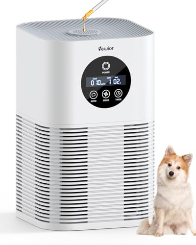 VEWIOR Air Purifiers for Home Bedroom with PM 2.5 Display Air Quality Sensor, HEPA Air Purifier with Timer, Auto Mode for Large Room, Pet Hair Dander, Purify Pollen, Odor, Dust, Smoke, HQKJ-80