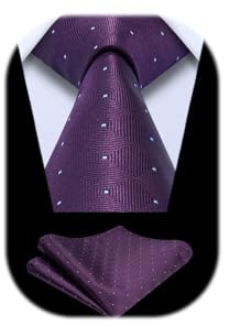 Enlision Krawatte Lila Herren Hochzeit Punkte Krawatten mit Einstecktuch Formell Business Krawatte & Taschentuch Set