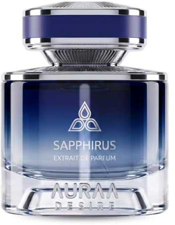 Auraa Desire Sapphirus Extrait de Parfum, 100 ml, würziger und gewagter Zitrusduft, Herrenduft, Sandelholz, Bernstein, Patschuli und Vetiver, langanhaltendes Eau de Parfum