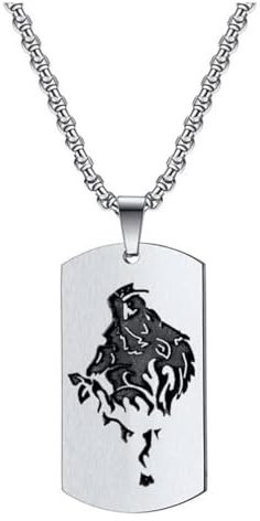 OAKKY Rétro Simple Punk Hip Hop 12 Zodiaque Chinois Dog Tag Signe Horoscope Animaux Amulette Collier Homme Acier Inoxydable Sanglier