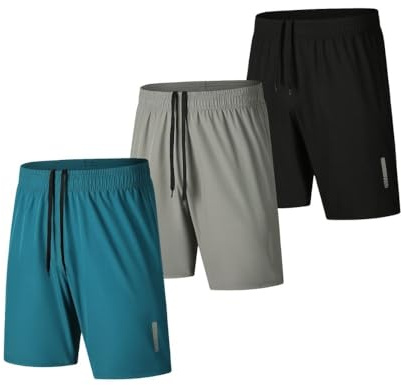 fovdtaa Lot de 3 shorts de sport pour homme à séchage rapide, pour la gym, la course à pied, l’entraînement