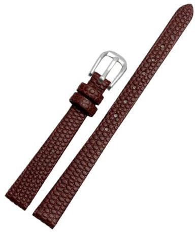 Echtes Leder Eidechsenmuster Uhrenkette Damen Kleine Größe mit Nadelschnalle Uhrenzubehör 6-11mm, Braunes Silber, 6mm