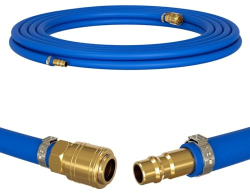 Lumonic 3m Druckluftschlauch mit Schnellkupplung I 6mm I fertig konfektioniert I flexibel, abriebfest und gewebeverstärkt I PVC Druckluftverlängerung I Dose & Stecker