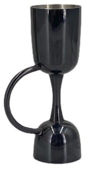 25/50ML 304 Stainless Steel Measuring Cup, Double Headed Handle Wine Measuring Cup Cocktail Jigger Bar Accessories Tools (Black)