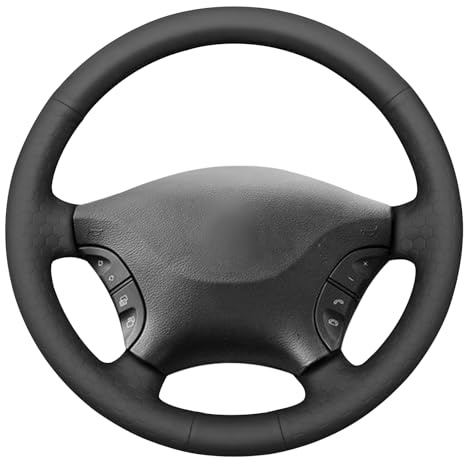MEWANT Stitch Schwarz Geprägte Künstliche Leder Lenkrad Abdeckung für Mercedes Benz W639 Viano 2006-2011 Vito 2010-2015
