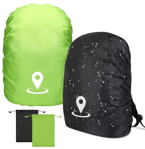YANSYUN Regenschutz Schulranzen 2 Stück Reflektierende Regenschutz Rucksack (25-35L) Ranzen Regenschutz wasserdichte für Schulweg Wandern Camping Radfahren