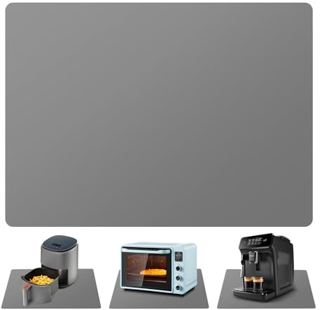 KittchenRaku Large Silicone Mat for Kitchen Worktop Protector, Extra Thick (2mm) Heat Resistant Mat for Air Fryer Site on,Nonstick Heat Resistant Countertop Mat, 60x40 cm (Grey)