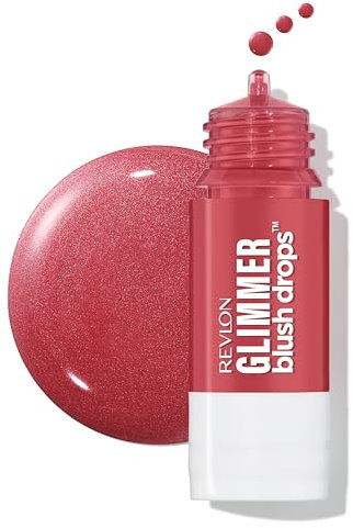 Revlon Glimmer Blush Drops – Hydrating Liquid Blusher, Plumping Formula with Glycerin, Liquid-to-Powder Finish, Field of Roses
