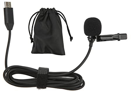 QANYEGN Microfono Lavalier Tipo C, Microfono Lavalier con Clip su Bavero, Microfono Lavalier Omnidirezionale per la Registrazione Video in Streaming Live