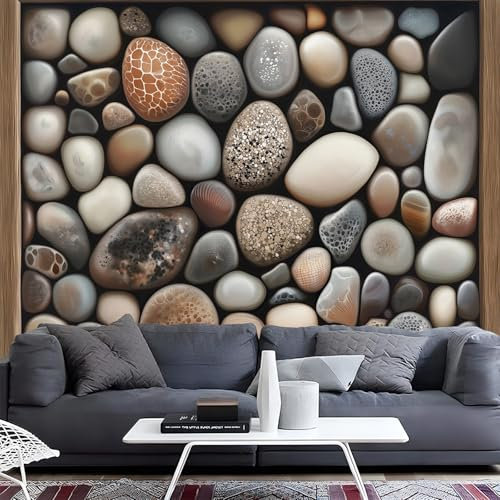 NAWVNMI Steine Tapete für Kinderzimmer, Abziehbare und Aufklebbare Tapete, Kiesel, Selbstklebendes Entfernbares Wandbild für Wände (150x105cm), Wandaufkleber für Schlafzimmer