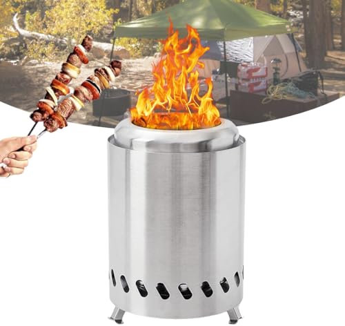 2025 Upgraded Portable Smokeless Tabletop Firepit,Smokeless Stainless Steel Portable Fire Pit for Camping, Outdoor & Patio - Wood Burning/PelletFueled