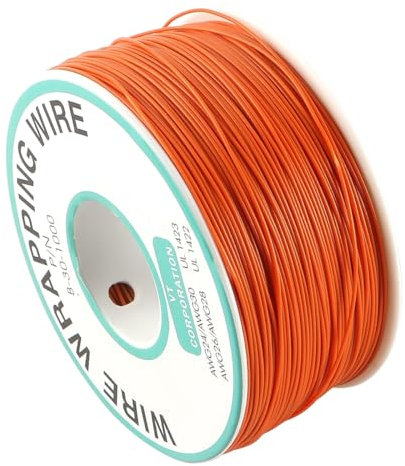 FONGKNOX Filo avvolgente arancione, filo di rame singolo, diametro 0,25 mm, filo di collegamento PCB, 2,5 metri, 30 AWG, filo avvolgente