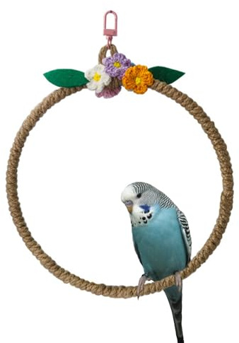 Altalena per Uccelli, Giochi per Pappagalli da Appendere in Gabbia, Giocattolo Altalene in Corda per Pappagallo, Parrocchetti, Calopsitte, Conuri, Fringuelli