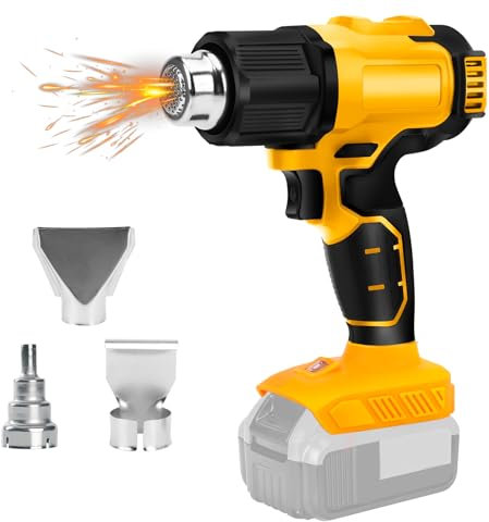 ConBlom Cordless Heat Gun, Hot Air Gun Compatible for DeWalt 18V 20V Battery, 4 Nozzle, 2 Temperature Setting 300°C/550°C Heat Gun for Shrink Tubing, Crafts, Resin & Decorating (No Battery)