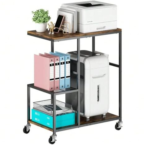 Soporte para CPU Soporte for PC de 3 niveles con soporte for CPU, mesa for impresora móvil con ruedas, estante de almacenamiento multifuncional for el hogar, la oficina y la cocina Soporte para CPU