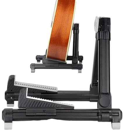 Zusammenklappbarer Gitarrenständer | Verstellbarer, klappbarer A-Form-Ständer für akustische Instrumente | Bodengitarrenhalter, stabiles Anti-Rutsch-Zubehör für Schule, Studio, Zuhause, Einzelnes
