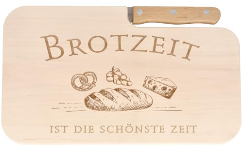 Spruchreif | Messerbrett Brotzeit | Graviertes Vesperbrett mit Gravel Bike-Motiven | Brotzeitbrett mit Messer aus Erlenholz | Geschenk für Radfahrer & Outdoor-Fans | 26 x 15 x 1,2 cm