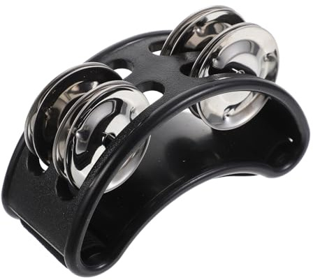 JOINPAYA Fußtamburin Fußperkussion Jingle Bells mit 2 Sätzen Vernickelter Metallglöckchen Abs und Nylon Material Schwarz für Akustische Satz und Jam Sessions
