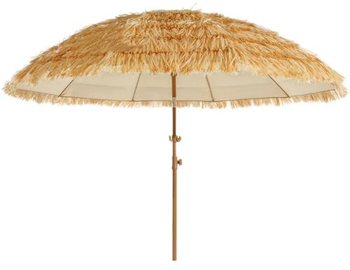 JTPMYFT Ombrellone da Giardino in Paglia con Design inclinabile, 10 Stecche e palo in Legno con Parte Superiore in Paglia Sintetica for Spiaggia/Patio/Piscina all'aperto(2m(78.7inch))