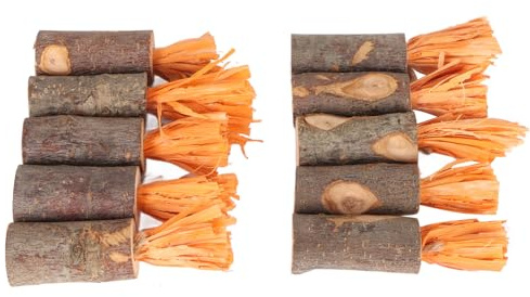 Phefop Lot de 10 bâtonnets à mâcher pour lapin, en bois de pommier alimentaire, pour éviter les calculs urinaires pour petits animaux de compagnie, cochons d'Inde - Jouet à mâcher (type coquille de