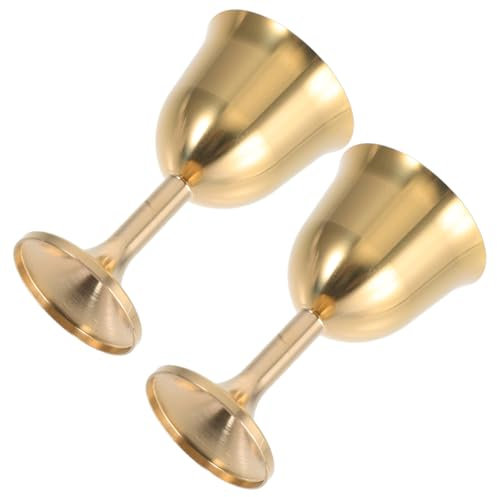 Cabilock Mini Copa de Latón Dorado de 2 Piezas, Estilo Clásico y Elegante
