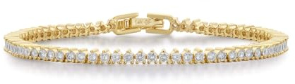 Pearich 14K Gold Tennis Bracelets for Women, 2mm CZ Classic Gold Bracelet for Women, Valentines, Mothers, Christmas Jewelry for Women 6 Inch