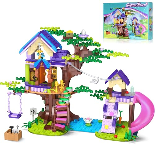 MOGZZi Friends Cabane dans Les Arbres Kit de Construction avec Lumiere LED, 791 PCS Amitié Forêt Appartement avec des Glissements de Balançoire des Animaux pour Filles et Garçons Enfants de 6+ Ans