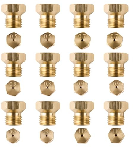 Gicleur Gaz Butane, Lot de 12 Bouteille Gicleur GPL Brûleur Injecteur de Gaz Ville Kit Conversion 0,5/0,7/0,8/0,9/0,95/1,1mm pour Cuisinière Plaque