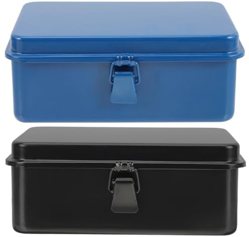 SEWACC Lot de 2 Boîtes à Outils Robustes en Fer pour Rangement Pratique, Capacité de Charge Élevée, pour Voiture et Atelier