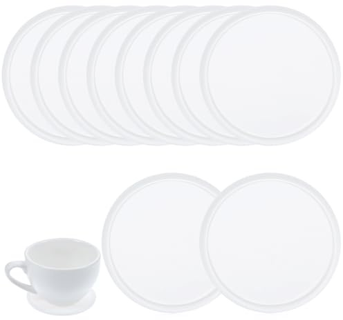 White Silicone Coasters Set of 10 Aesthetic Rubber Absorbent Drink Coaster Mat Non-slip for Home Decor Tabletop Protection Suitable for Kinds of Cups, Drinks, Beer, Coffee