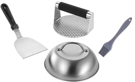 TOYANDONA Set Presse Hamburger INOX Ergonomique avec Spatule Outil Cuisine Antiadhésif pour Former Galettes Facilement Compact et Pratique pour BBQ et Usage Quotidien
