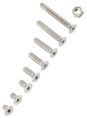 ERYUE Edelstahl-Sechskantschrauben-Set, Reparaturwerkzeug, Starke Korrosionsbeständigkeit, für Haushaltsgeräte und Büro, Sortiment, Edelstahl-Sechskantmuttern M2,5 A2 (C: Flacher Kopf)