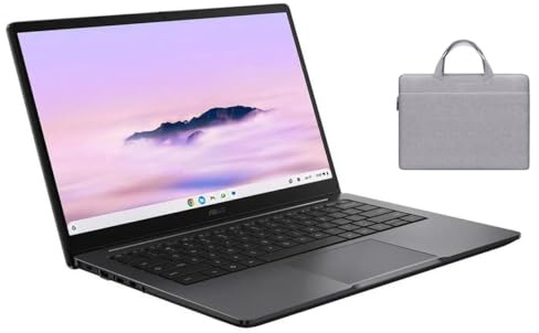 ASUS Chromebook Plus CX 14 FHD Touchscreen Laptop con Google AI|Processore Intel Core 3 N355 | Grafica Intel UHD |Grigio| 8 GB RAM DDR5 | SSD 256 GB | Chrome OS | Bundle con borsa grigia