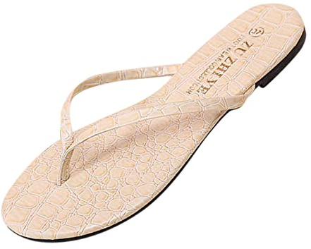 Badskor dam 39 halkfria, flip flops dam svart elegant, platta vårtofflor flops damtofflor med klack, tofflor, sommar, öppen strandsko, Beige, 39 EU