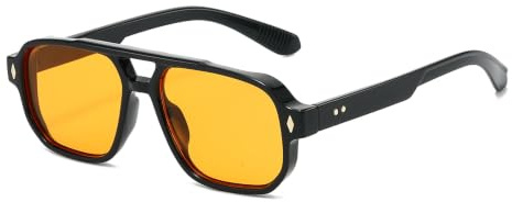 YAMEIZE Vintage Rectangle Pilot Sunglasses for - Women Men Retro Style Square Double Bridge Glasses UV400 Protection Outdoor
