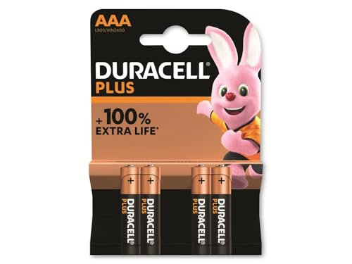 DURACELL AAA Plus 100 Piles (Lot de 4), Noir, Taille Unique