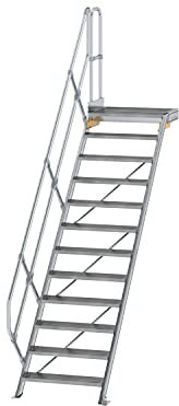 Scala in alluminio con piattaforma 45 °, gradini larghezza/profondità 800/240 mm Stufe numero 12, altezza 2,50 m