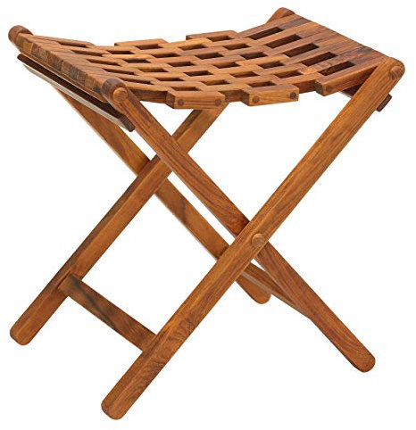 Bare Decor - Sgabello pieghevole in legno massello di teak