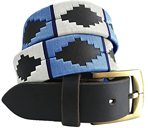 Carlos Diaz Cinturón Polo de Cuero Bordado Marrón Premium de Diseñador para Hombres Mujeres Unisex (105 cm / 42-44 Inches)