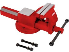 Morsa parallela STIER, apertura 200 mm, dimensioni 150 mm, morsa con ampia superficie dell’incudine, elevata forza di serraggio, incl. materiale di fissaggio e ganasce stringitubo
