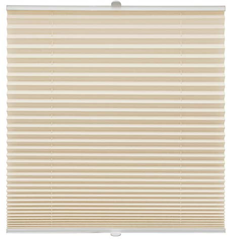 Plissee auf Maß für alle Fenster Montage Glasleiste Blickdicht mit Spannschuh Sonnenschutzrollo Hellapricot Breite: 61-70 cm, Höhe: 101-150 cm