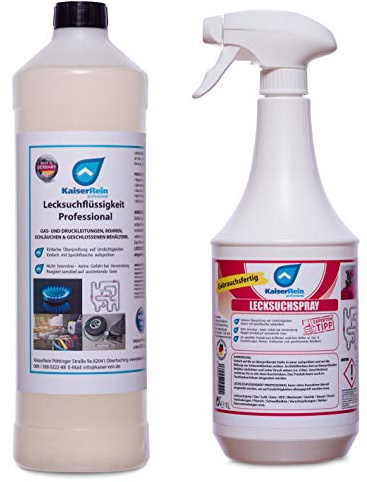 KaiserRein Professionelles Lecksuchspray 1L Konzentrat = 20L Leck such Spray inkl. Sprayflasche (Abb. ähnlich) einfaches finden von undichten Stellen bei Gas, Luft, Kessel, Druck & Leitungen…