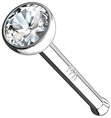Piercingfaktor Piercing Stab Stecker Barbell Nase Nasenpiercing Nasenstecker Tragus Helix Ohr Lippe gerade 14 K 585 Gold mit Zirkonia Weiß Weißgold