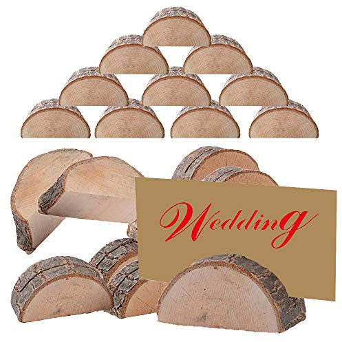 20Stk Tischkartenhalter Fotohalter Holz Kartenhalter Hochzeit Platzkartenhalter Visitenkartenhalter Memohalter Sitzkartenhalter Nameskartenhalter+20Stk Kraftpapier Karte für Hochzeit Party Deko