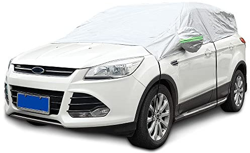 JSCARLIFE Mezza Copertura per Auto, Impermeabile, Antivento, Antipolvere, Copertura per Parabrezza, neve, Inverno, Estate, SUV compatti e di Medie Dimensioni, Protegge Il Parabrezza e Il Tetto